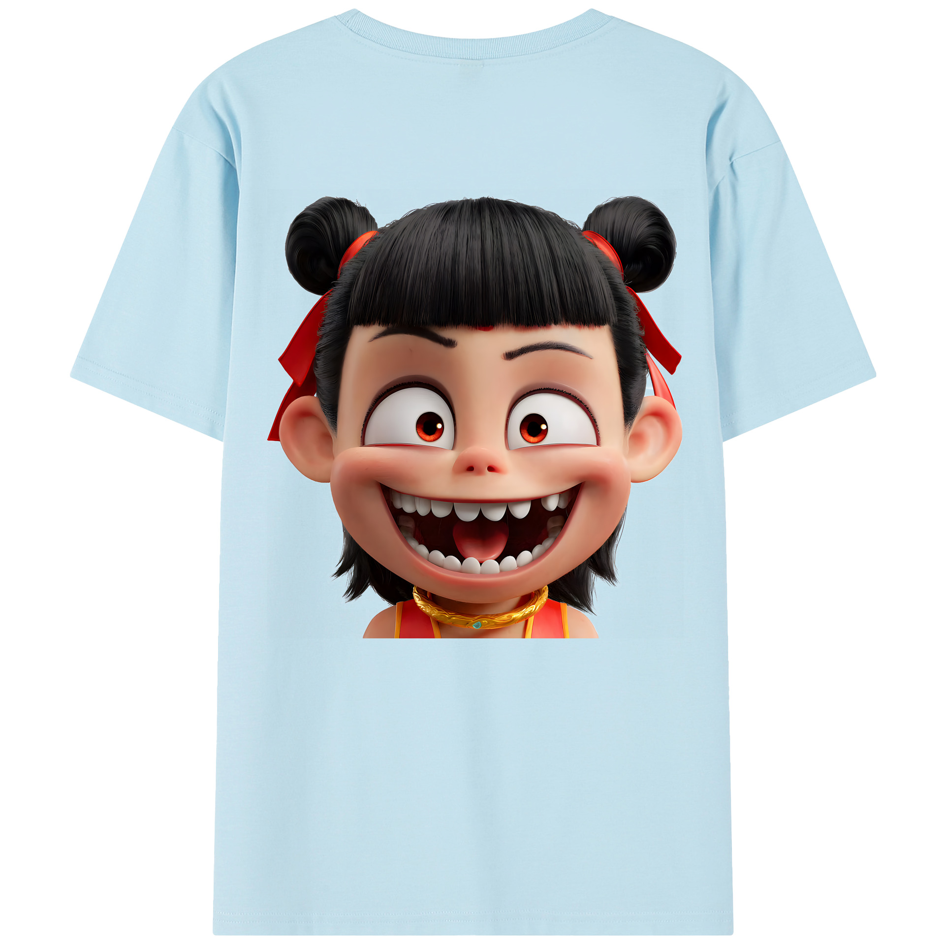 （画像用） Ne Zha 2 ナタ 魔童の大暴れ 綿100％半袖Tシャツ（背面プリント）